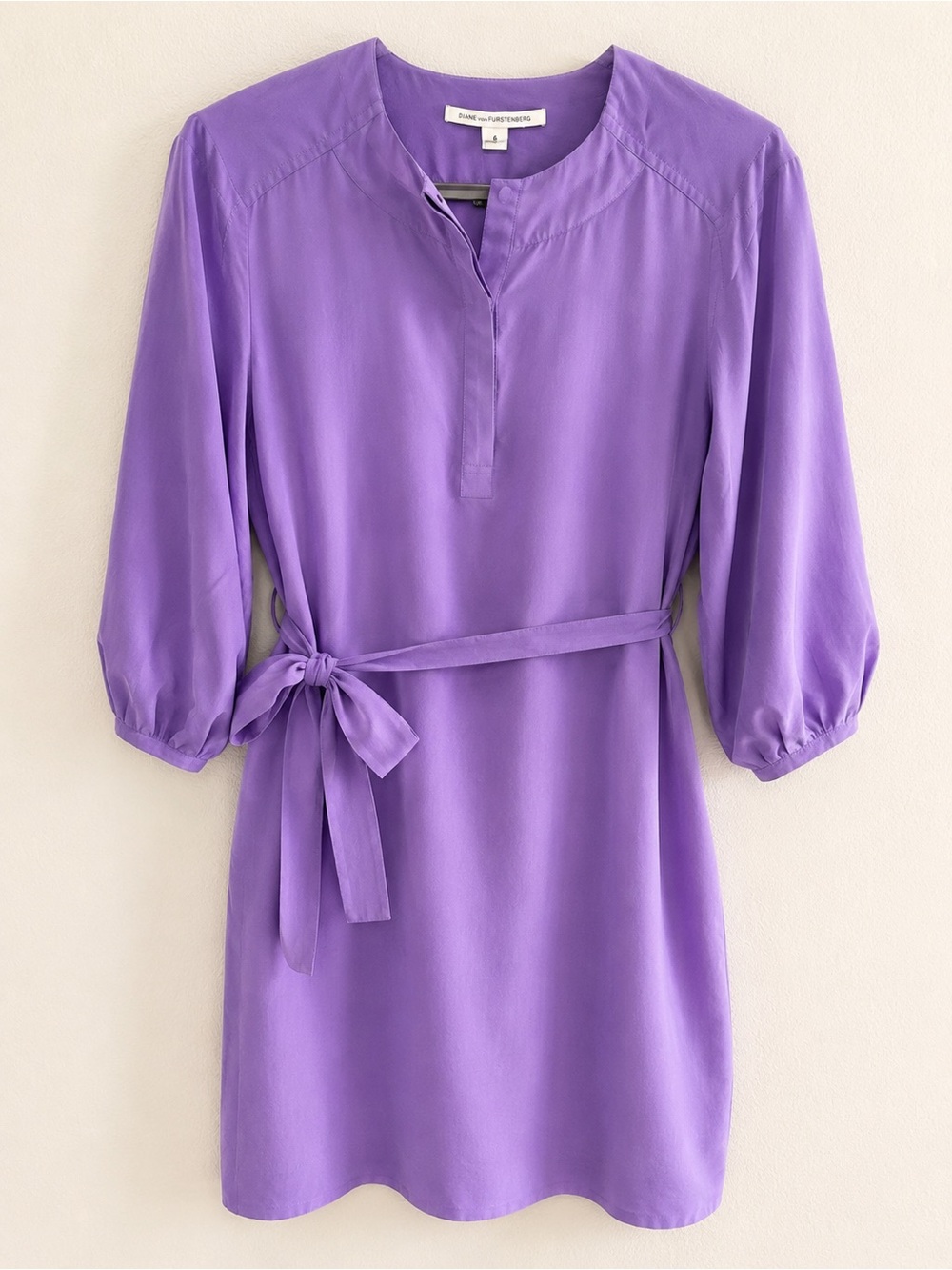 Diane von Furstenberg Julieta Silk Belted Shift Dress Pockets Lilac Purple 6 - Picture 12 of 12